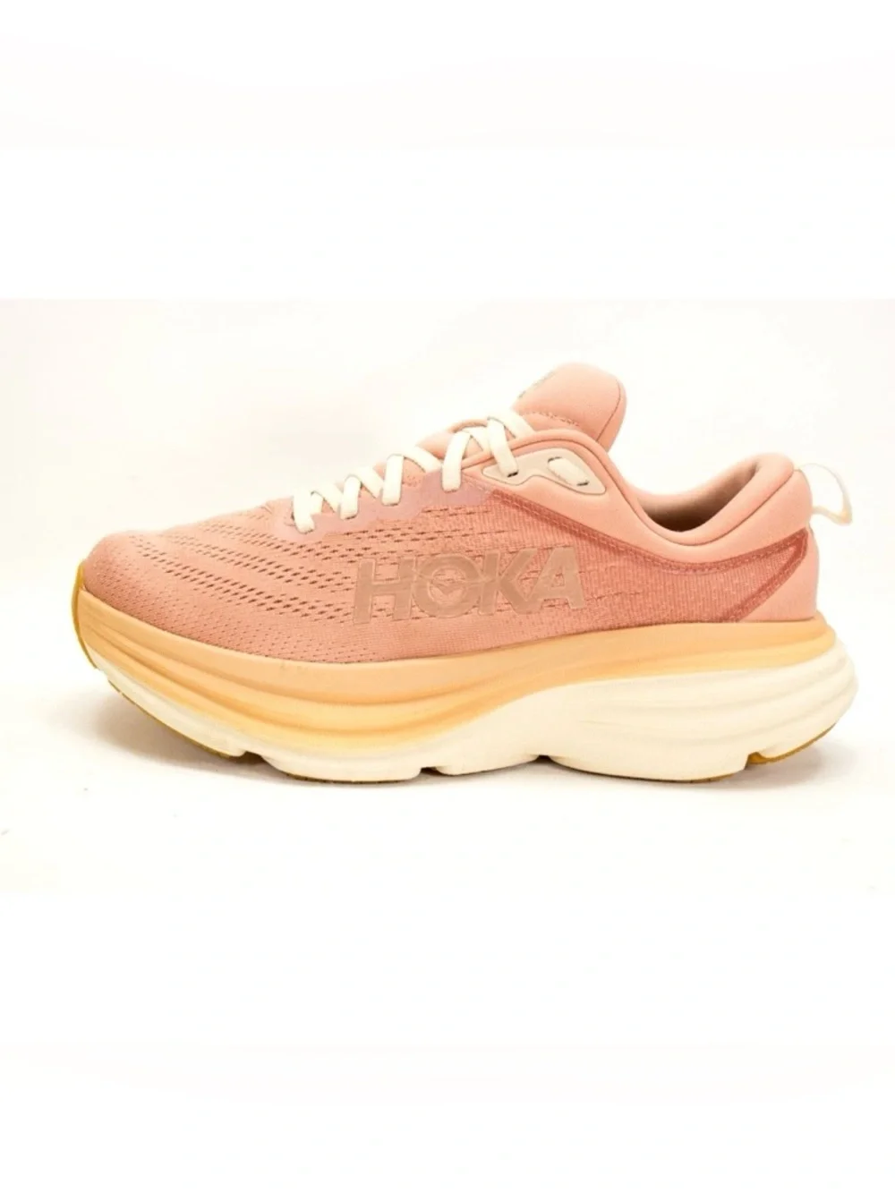 Hoka One One Bondi 8 Womens Size US 8 B Sandstone Cream Comfort Running Shoes - Picture 4 of 13